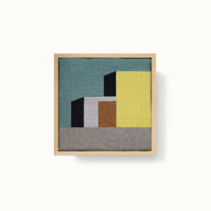 tableau textile patchwork archi moderne jaune