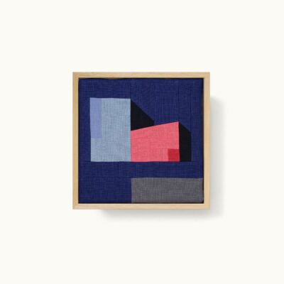 tableaux patchwork représentant une architecture moderniste et colorée