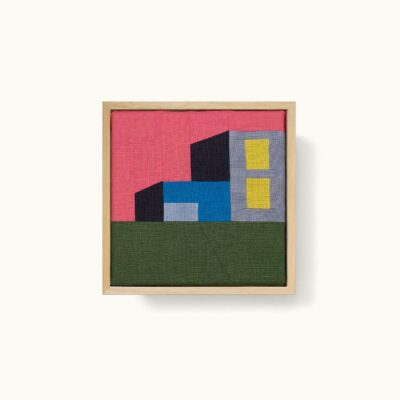 tableaux patchwork représentant une architecture moderniste et colorée