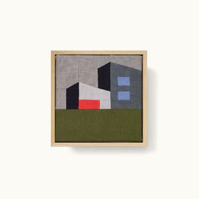 tableaux patchwork représentant une architecture moderniste et colorée