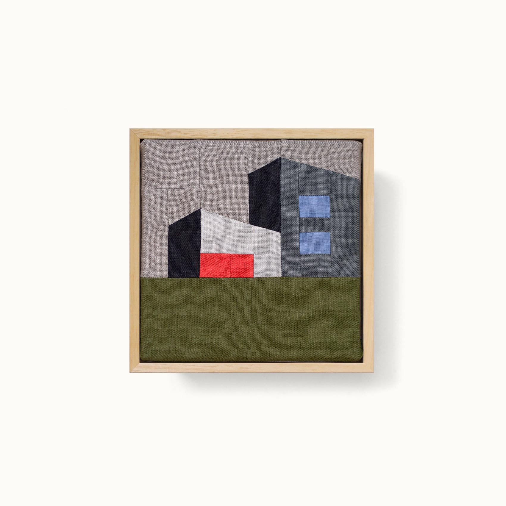 tableaux patchwork représentant une architecture moderniste et colorée