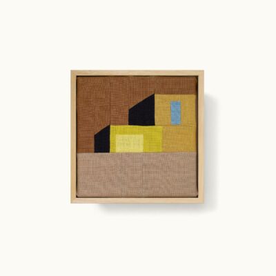 tableaux patchwork représentant une architecture moderniste et colorée