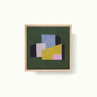 tableaux patchwork représentant une architecture moderniste et colorée