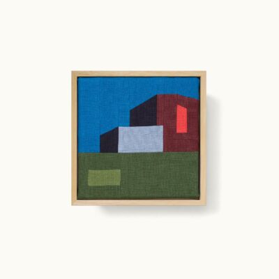 tableaux patchwork représentant une architecture moderniste et colorée