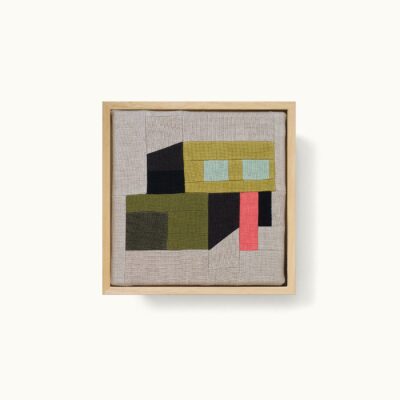 tableaux patchwork représentant une architecture moderniste et colorée