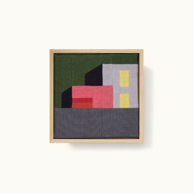 tableaux patchwork représentant une architecture moderniste et colorée