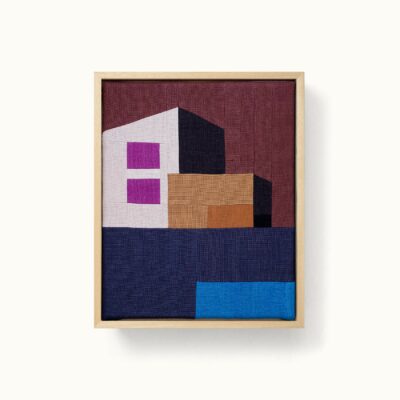 tableaux patchwork représentant une architecture moderniste et colorée