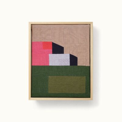 tableaux patchwork représentant une architecture moderniste et colorée