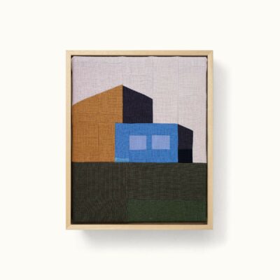 tableaux patchwork représentant une architecture moderniste et colorée