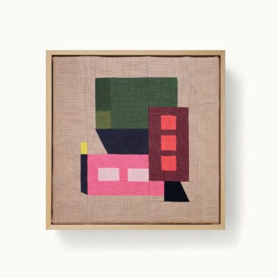 tableaux patchwork représentant une architecture moderniste et colorée